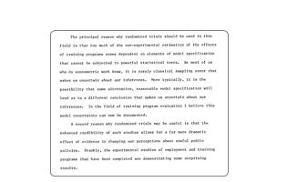  An excerpt from “The Case for Evaluating Training Programs with Randomized Trials” by Orley Ashenfelter (Economics of Education Review, 1986).
