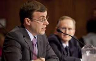 U.S. Department of Labor Chief Economist Alexandre Mas testifying before a hearing of the Senate Finance Subcommittee on December 9, 2009