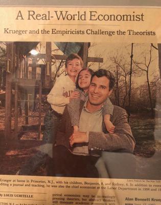 Alan Krueger is photographed at his house in Princeton with his children.